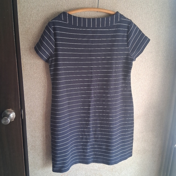 Nautica Navy Blue & White Striped Dress Nautical Button Detail Size Med Sailor - Picture 2 of 5